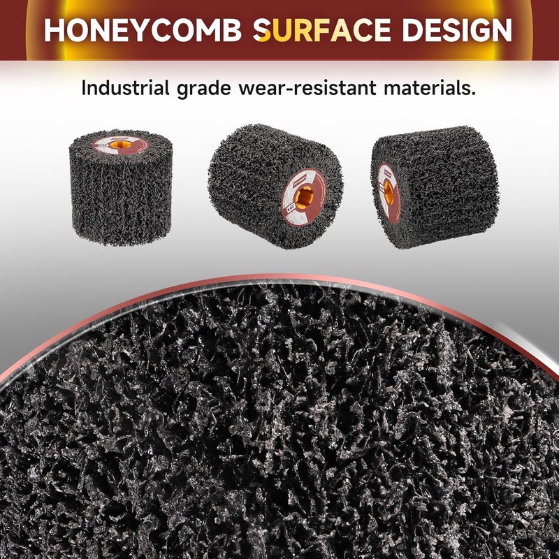 POTUINOM Abrasive Drawing Wheel Surface Conditioning Tool 40 Grit 120 x 100 x 19 mm Wire Drawing Polishing Burnishing Wheel for Wood Metal Surface Polishing 4.7"x 4" - Image 3